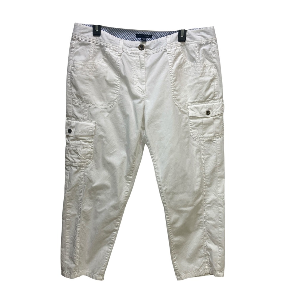 Tommy Hilfiger Women's White Cargo Crop Ankle Pants Size‎ 16 Casual Holiday